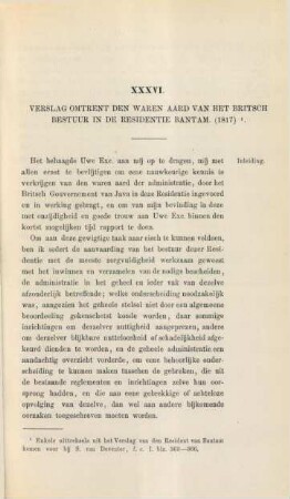 XXXVI. Verslag omtrent den waren aard van het britsch bestuur in de residentie Bantam (1817)