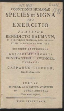 Cognitionis Humanae Species Et Signa Pro Exercitio