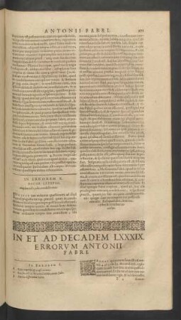 In Et Ad Decadem LXXXIX. Errorvm Antonii Fabri.