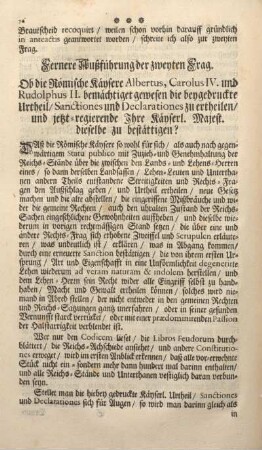 Fernere Außführung der zweyten Frag.