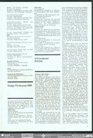 Design-Förderpreis 1989 : Design-Förderpreis 1989