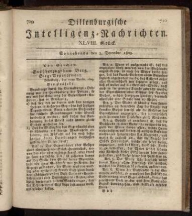 XLVIII. Stück... den 2. December 1809 - LII. Stück... den 30. December 1809.