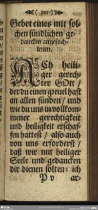 Gebet eines mit solchen sündlichen gedancken angefochtenen