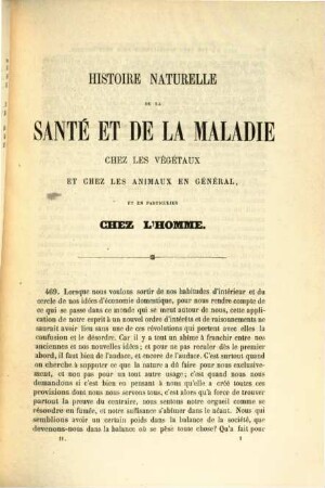 Histoire, Naturelle de la Santé et de la Maladie chez les Végétaux et chez les Animaux en général, et en particulier chez l'Homme, 2
