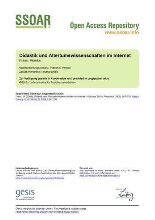Didaktik und Altertumswissenschaften im Internet