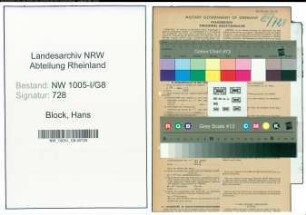 Entnazifizierung Hans Block , geb. 08.01.1921 (technischer Zeichner)