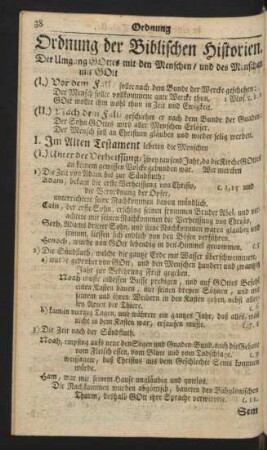 Ordnung der Biblischen Historien. Der Umgang Gottes mit den Menschen, und des Menschen mit Gott