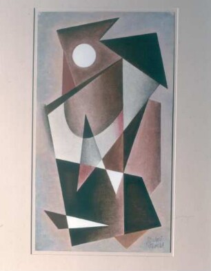 Fischer-Geising, Heribert: Komposition. Öl/Pappe; 54,5 x 31 cm. 1969. Dresden: Galerie Finckenstein, Ausstellung "Von Böckstiegel bis Querner und Arbeiten von Heribert Fischer-Geising", 15.03.-14.05.1997