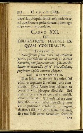 Caput XXI. De obligatione feudali ex quasi contractu.