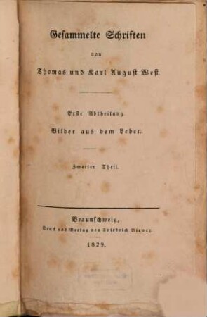 Gesammelte Schriften. 1,2, Abth. 1, Bilder aus dem Leben ; T. 2