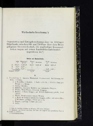 Wirthschafts-Berechnung