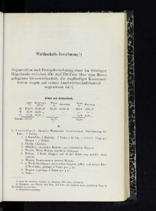 Wirthschafts-Berechnung