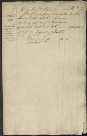 Aufstellung der Schatzungsrestanten 1744/45 bis 1752/53