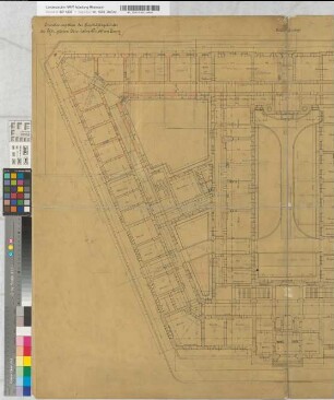 Erweiterungsbau des Geschäftsgebäudes der Kgl. Eisenbahndirektion Essen, Blatt 1: Grundriß Kellergeschoß, M. 1:100 Hgv, Sknr.: 1, Fanr.: 11, Bunr.: 50