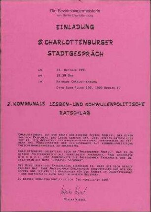 Zweiter Kommunaler Lesben - und schwulenpolitischer Ratschlag