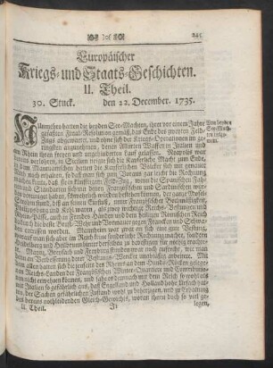 30. Stuck. den 22. December. 1735.