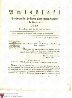 Verordnung: Vom 1. Oktober des Jahres an sind die hier berichtigten Straßenlängen für die Straßen von Zwingenberg nach Gernsheim und von Nieder-Mörlen nach Usingen für die Erhebung des Chausseegeldes entgegen dem Verzeichnis vom 23. Mai 1846 in Ansatz zu bringen (Überweisungsvermerk vom 16. September 1848 vorhanden)