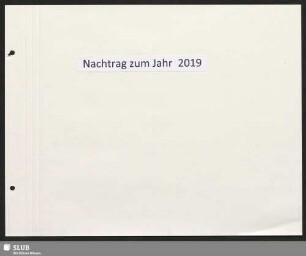 Nachtrag zum Jahr 2019