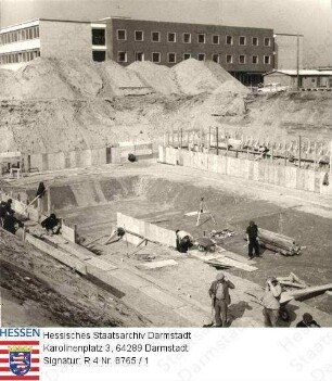 Darmstadt, Staatsbauschule und Ingenieurschule - Neubaustelle - Bild 1 bis 5: Arbeiten in der Baugrube