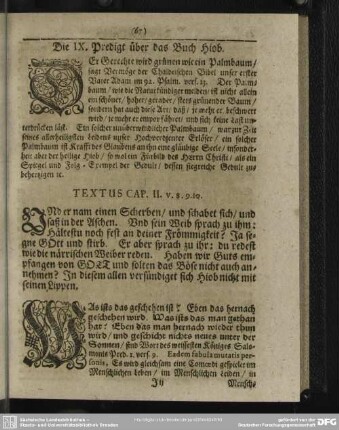 Die IX. Predigt über das Buch Hiob