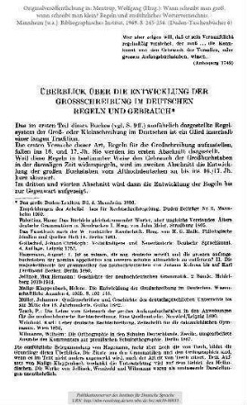 Überblick über die Entwicklung der Großschreibung im Deutschen. Regeln und Gebrauch
