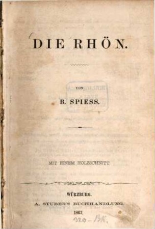 Die Rhön : mit einem Holzschnitt