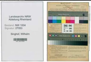 Entnazifizierung Wilhelm Singhof , geb. 08.04.1901 ()