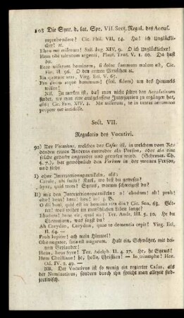Sect. VII. Regulativ des Vocati
