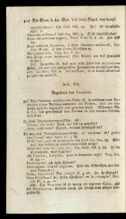 Sect. VII. Regulativ des Vocati