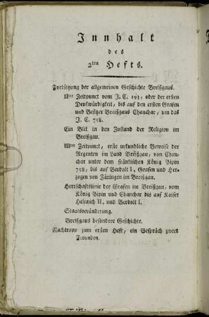 Innhalt des 2ten Hefts.