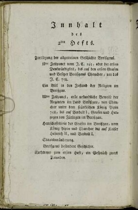 Innhalt des 2ten Hefts.