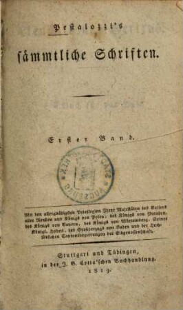 Lienhard und Gertrud : ein Buch für das Volk, 1. Lienhard und Gertrud ; 1