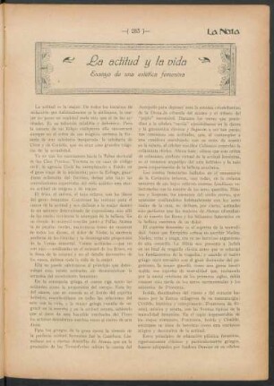 La actitud y la vida : Ensayo de una estética femenina