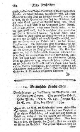 : Beobachtungen zur Aufklärung des Verstandes und Besserung des Herzens. T.1.2.