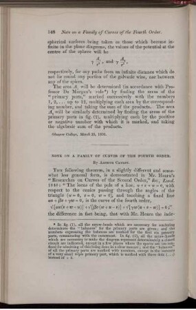 Note on a family of curves of the fourth order.
