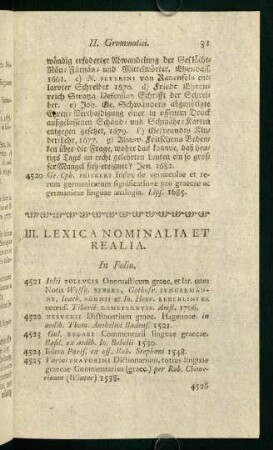 III. Lexica Nominalia et Realia