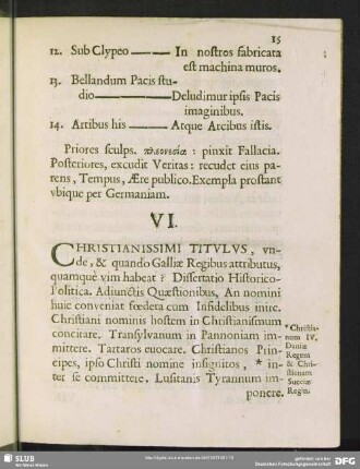 VI. Christianissimi Titulus