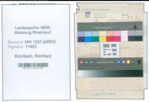 Entnazifizierung Reinhard Rohrbach , geb. 25.04.1899 ()