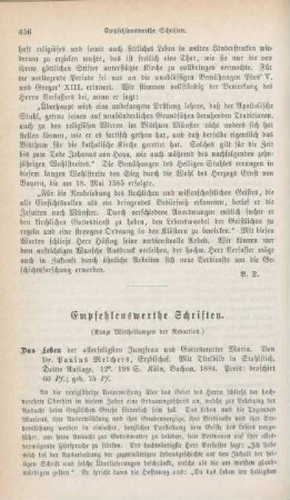 456-461 Empfehlenswerthe Schriften