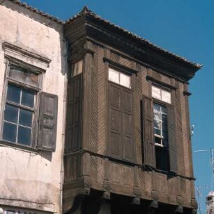 Réthymnon. Türkische Holzbalkone an einem Altstadthaus