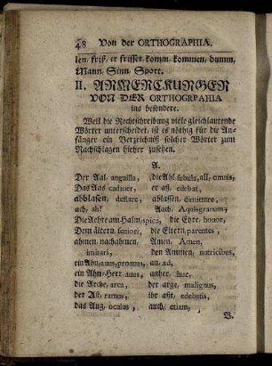 II. Anmerckungen von der Orthographia ins besondere. = II. Особливые примечания о орфографии.