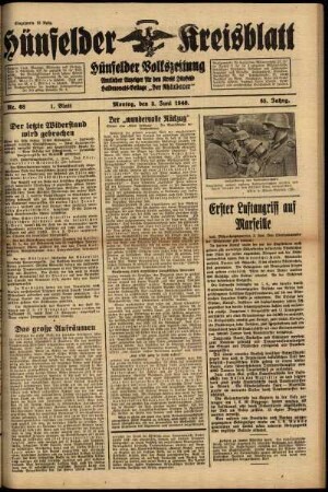 Erste Ausgabe vom Montag, den 03. Juni 1940.
