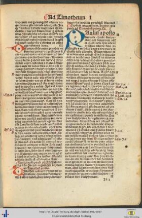 Argumentum in epistolam ad Thimotheum primam