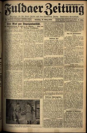 Erste Ausgabe vom Sonntag, den 30. März 1930.