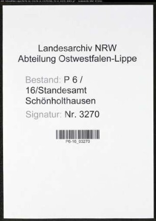 Heiratsregister Standesamt Schönholthausen