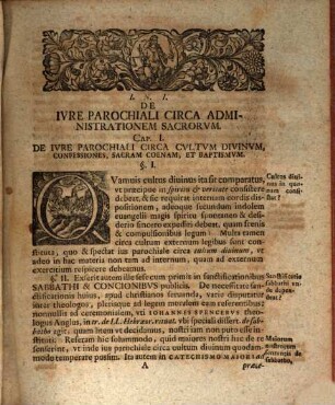 Dispvtatio Ivris Ecclesiastici De Ivre Parochiali Circa Administrationem Sacrorvm