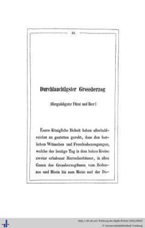 Durchlauchtigster Grossherzog. Allergnädigster Fürst und Herr.