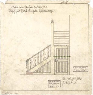 Dolmetsch, Theodor; Mühlhausen / Enz; Kirche - Emporentreppe (Ansicht, Verschalung)