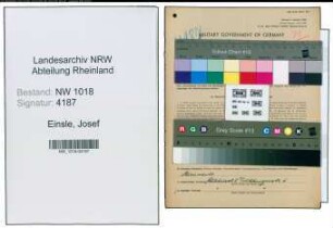 Entnazifizierung Josef Einsle , geb. 09.05.1909 (Gaertner)