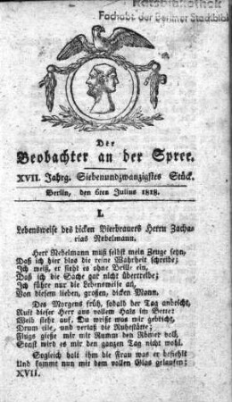 27. Stueck, 6. Juli 1818